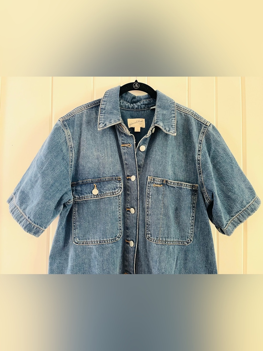 Universal Thread Medium Blue Button Down Denim Dress, Sz M (P2P 21”) - Picture 3 of 7